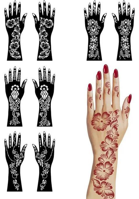 Elegant Flower And Leaves Art Stencil Sticker For Festivals And Parties