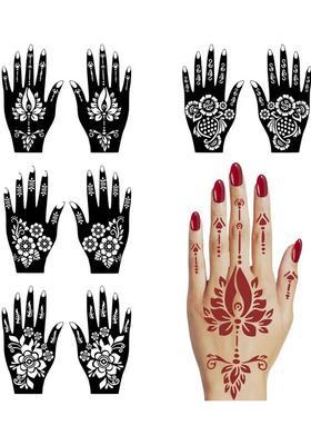 Stylish Combo Mehndi Stencil Sticker For Girls And Women With Pretty Flowers