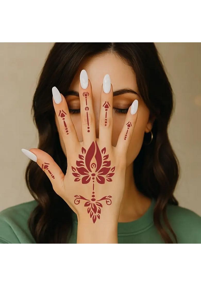 Stylish Combo Mehndi Stencil Sticker For Girls And Women With Pretty Flowers - Indya