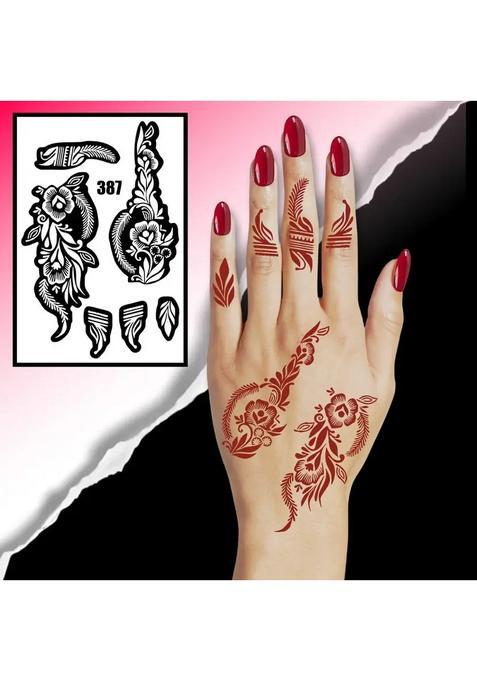 Intricate Henna Stencil With Flowing Floral And Leafy Motifs For Hand