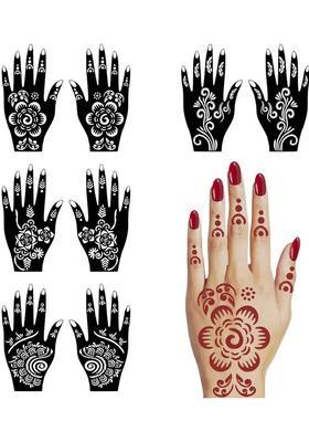 Combo Mehndi Stencil Sticker For Hand And Finger With Beautiful Flowers