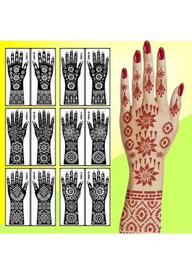 Full Hand Combo Mehndi Stencil Sticker With Flowers For Special Occasions