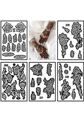 Full Hand Combo Mehndi Stencil Stickers For Palm, Fingers, Wrist, & Back Hand