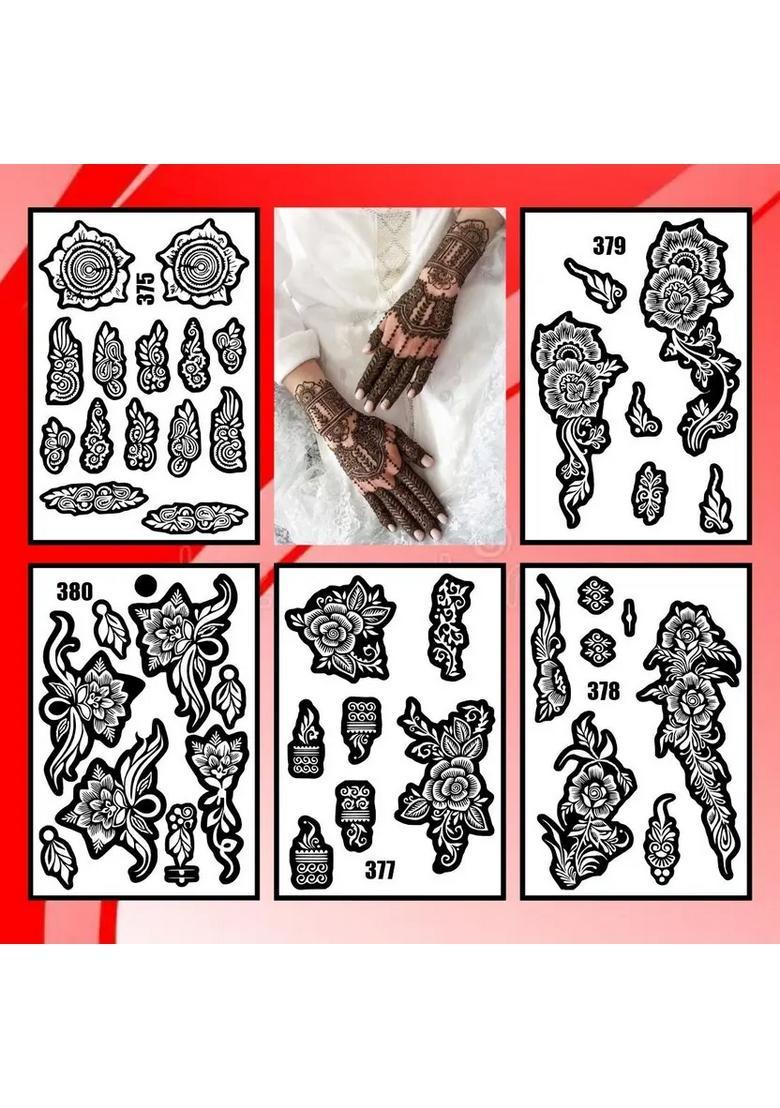 Full Hand Combo Mehndi Stencil Stickers For Palm, Fingers, Wrist, & Back Hand - Indya