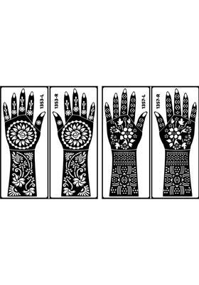 Rose Design Stencil Mehndi Sticker Combo Of 2 Sheet For Both Hand