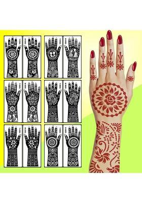 Full Hand Combo Mehndi Stencil Sticker With Beautiful Flower For Wedding Look