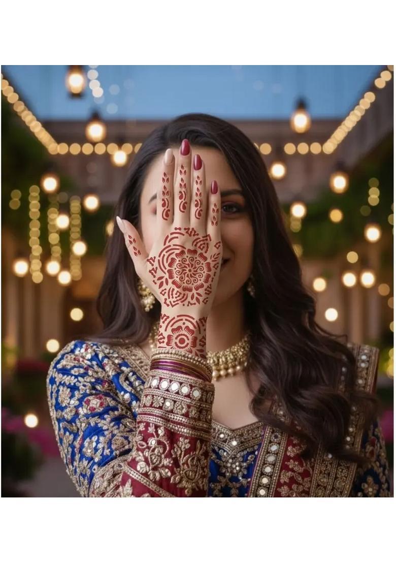 Design Mehndi Stencil Sticker Combo For Party & Wedding - Indya