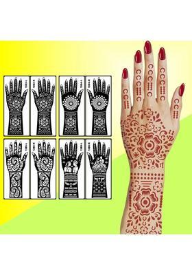 Beautiful Floral Mehndi Stencil Sticker Combo For Hands