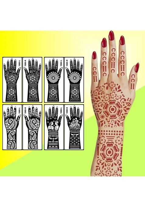 Beautiful Floral Mehndi Stencil Sticker Combo For Hands