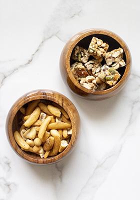 Brown Wooden Bulgy Flat Bowl (Set Of 2)