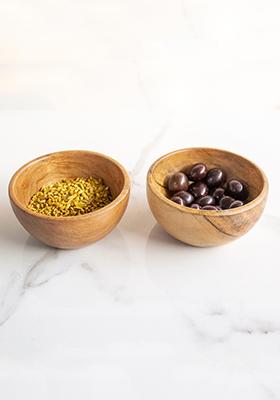 Brown Wooden Baby Bowls (Set Of 2)