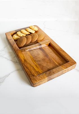 Brown Wooden Oblique Platter