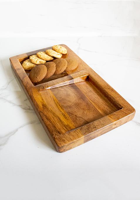 Brown Wooden Oblique Platter