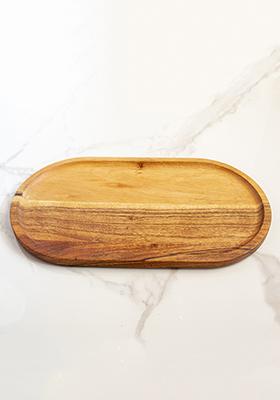 Brown Wooden Elliptical Tray
