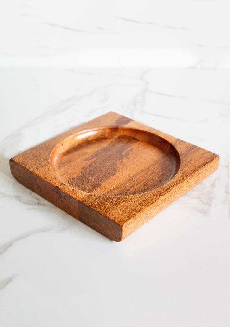 Brown Wooden Squircle Plate