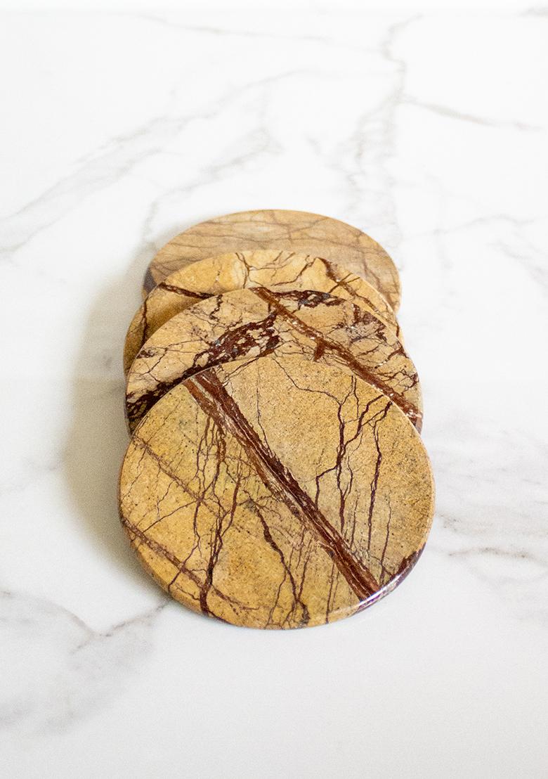 White Marble Bidasar Coasters (Set Of 4)