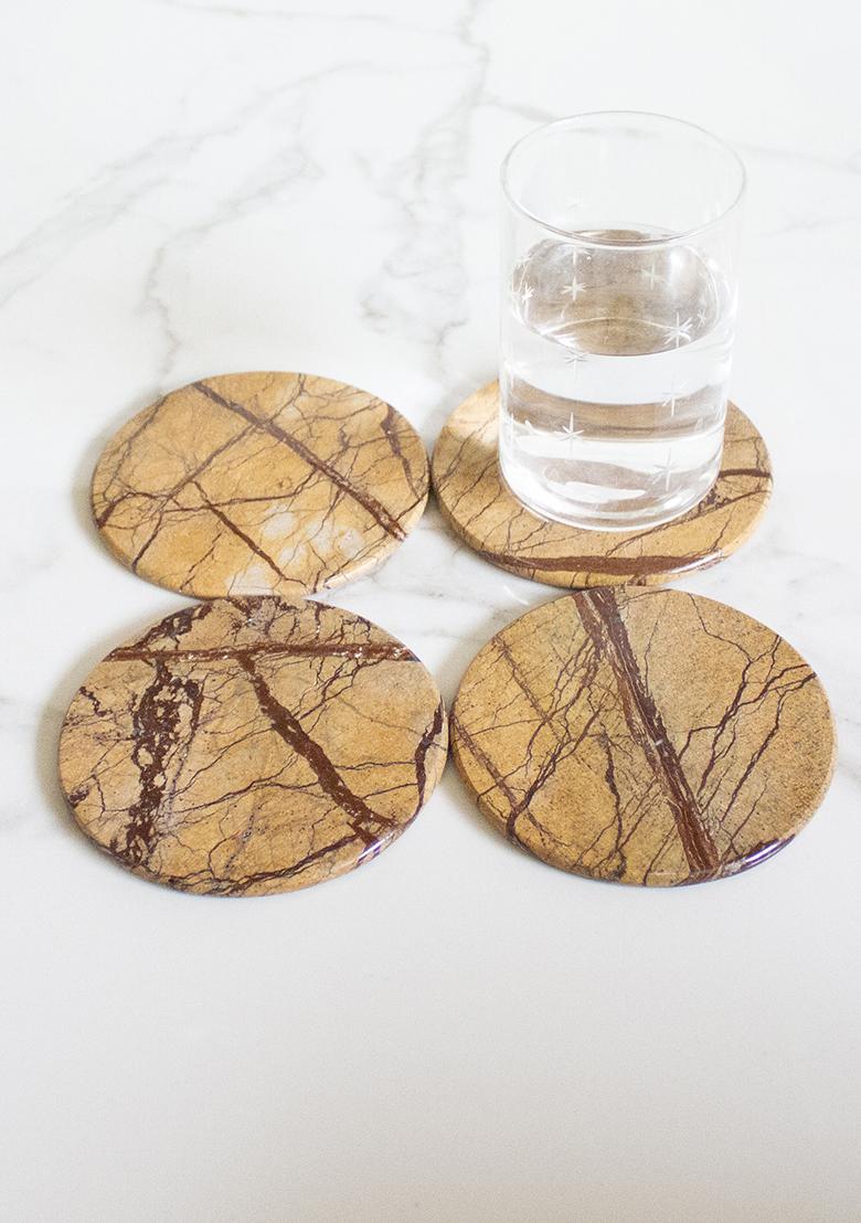 White Marble Bidasar Coasters (Set Of 4)