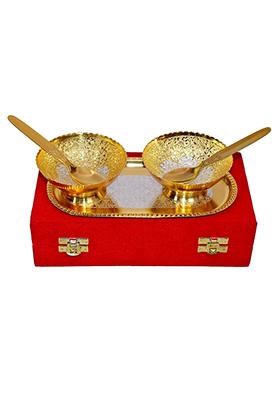 Gold Plated Metal Bowl With Box Packing (Set Of 5 Pcs )