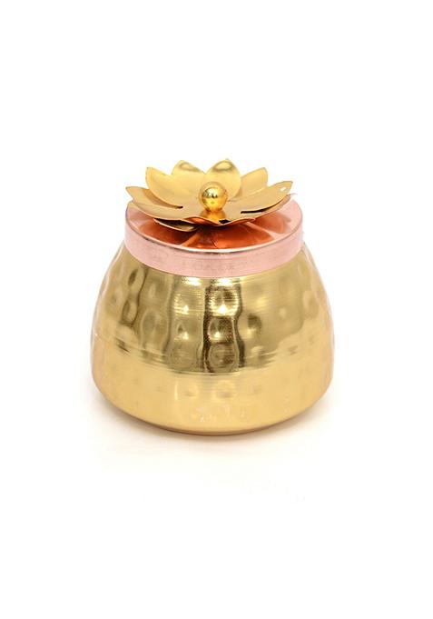 Hammered Gold Copper Plated Jar Container For Dry Fruits (Set Of 2 )