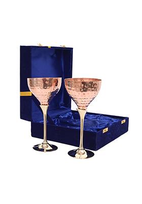 Copper Wine Glass Goblet With Velvet Box (Set Of 2 )