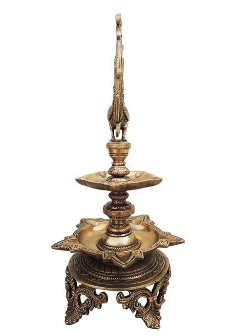 Brass Showpiece Hen Murga Deepak Statue  
