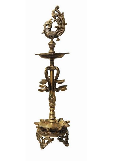 Brass Showpiece Hen Murga Deepak Statue  