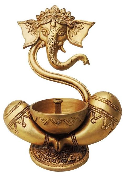 Brass Table Decor Deepak With Ganesh Ji 