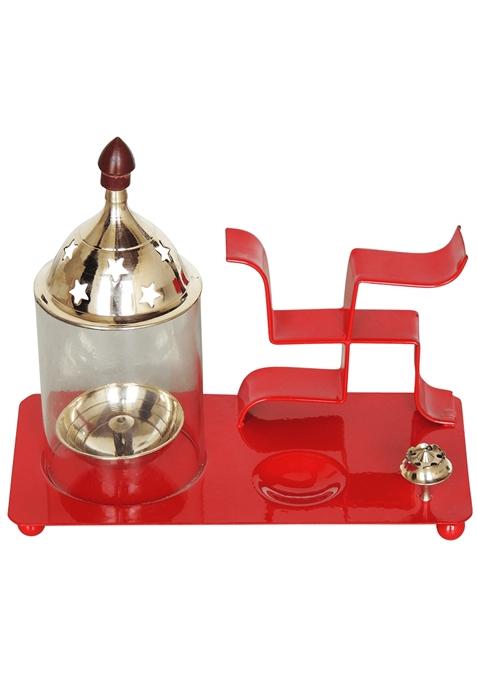 Ironrass Swastic Chimney Deepak In Red Color 