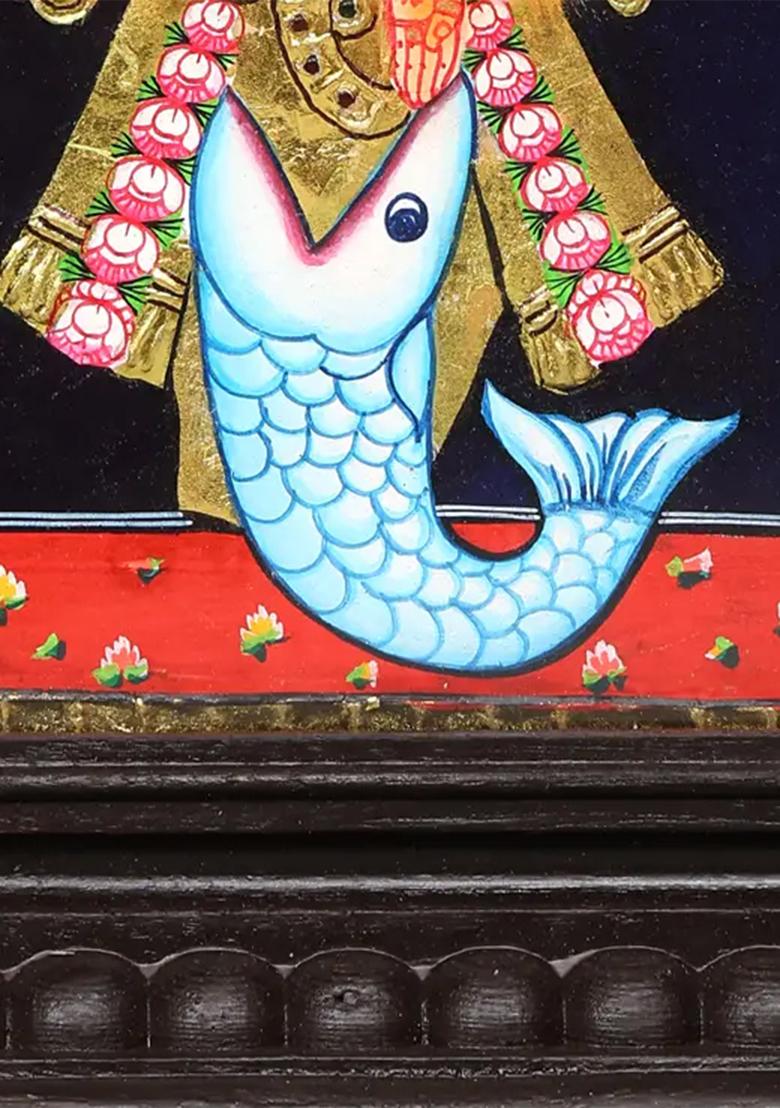 Matsya Avatar Of Lord Vishnu Tanjore Painting