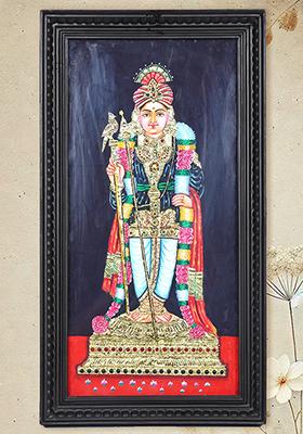 Lord Murugan In Raja Alangaram Tanjore Painting