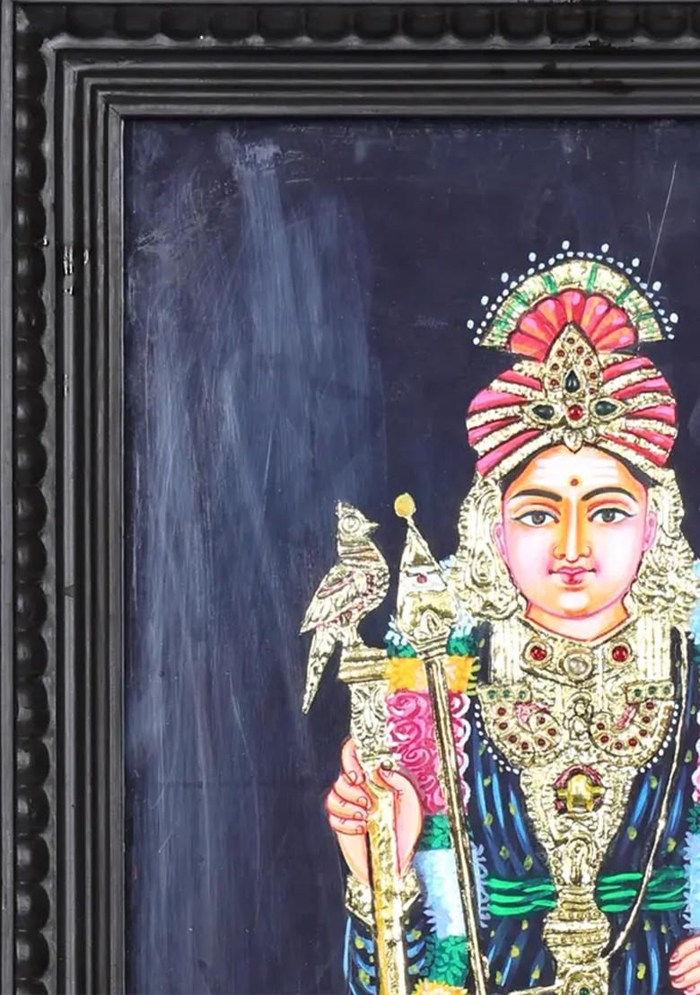 Lord Murugan In Raja Alangaram Tanjore Painting