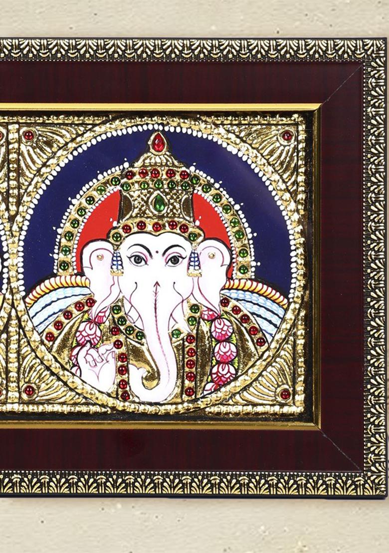 Blessings Of Lakshmi And Ganesha Tanjore Painting
