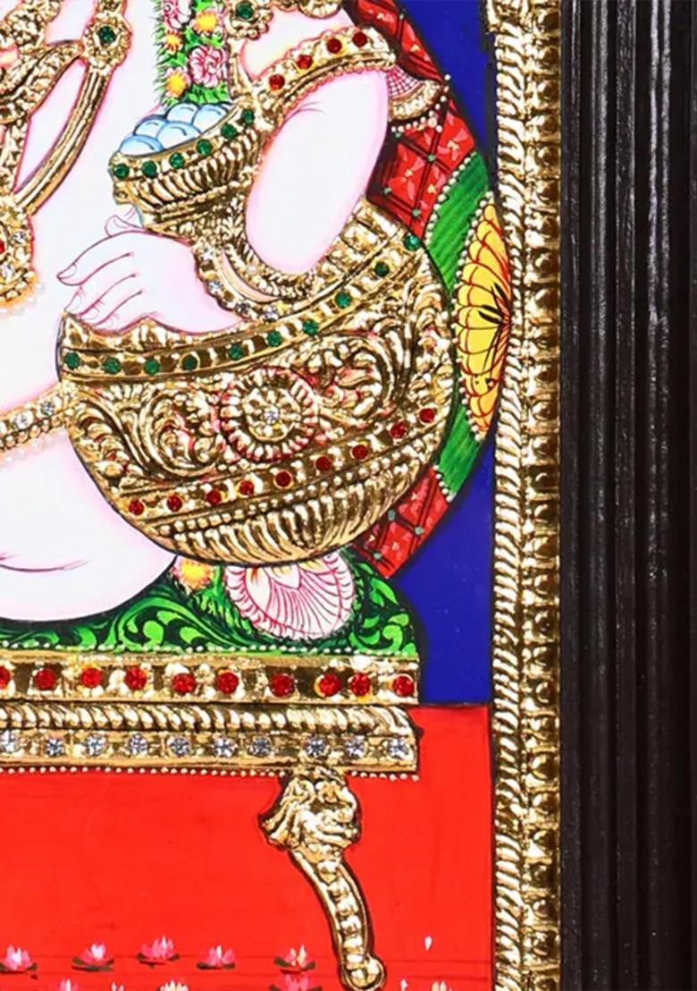 Playful Butter Krishna 24K Gold Tanjore Masterpiece