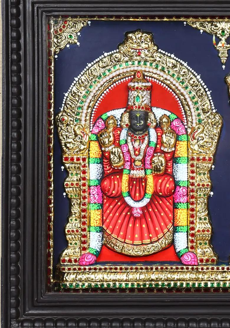 Lord Venkateshvara Tirupati Balaji With Goddess Padmavathi Tanjore Painting 24 Karat Gold
