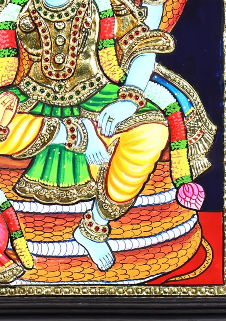 Lakshmi Narayan Tanjore Painting With 24 Karat Gold Work Indian Spiritual Art