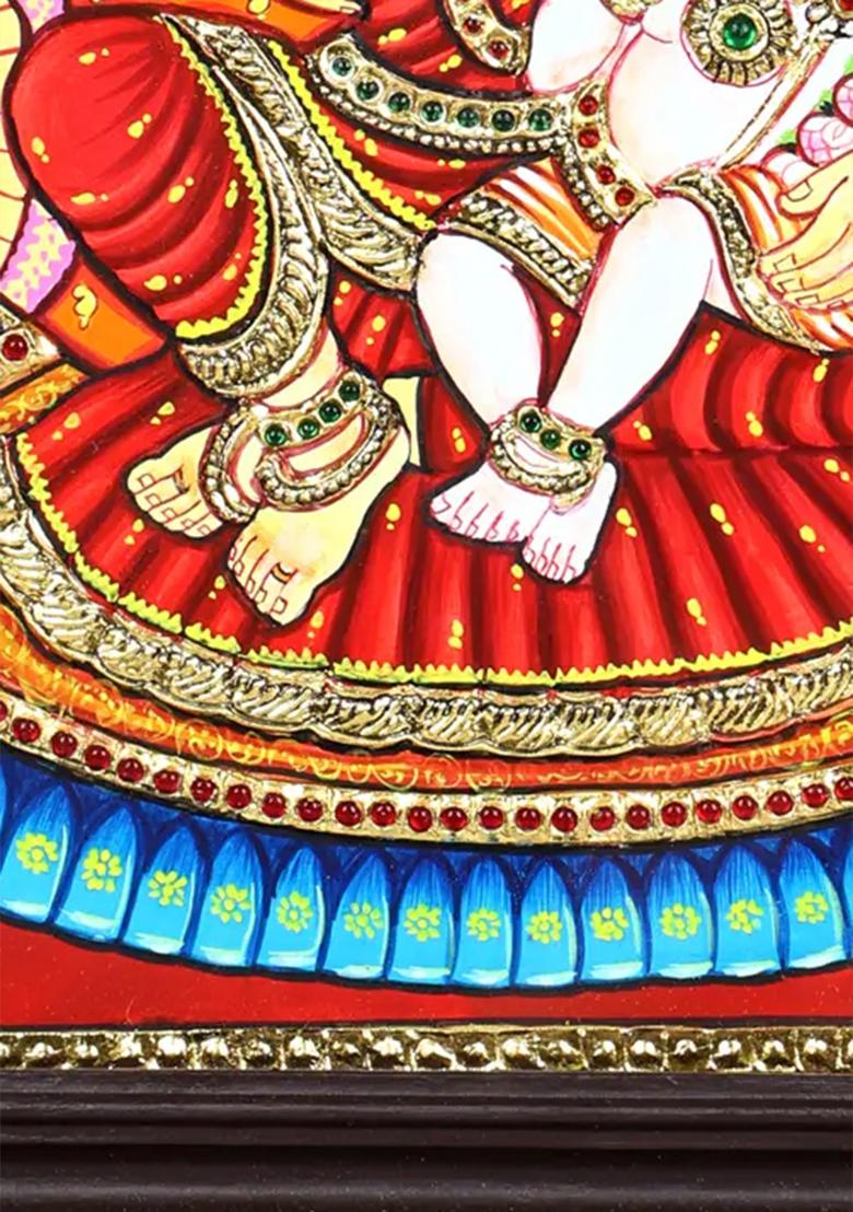 Baby Krishna With Mother Yashoda Tanjore Painting With 24 Karat Gold Work Indian Art