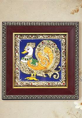 Peacock Tanjore Painting With 24 Karat Gold Work South Indian Art