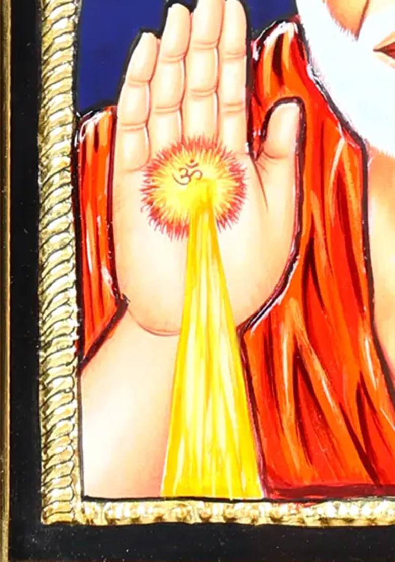 Blessing Sai Baba Tanjore Painting With 24 Karat Gold Work Spiritual Indian Art