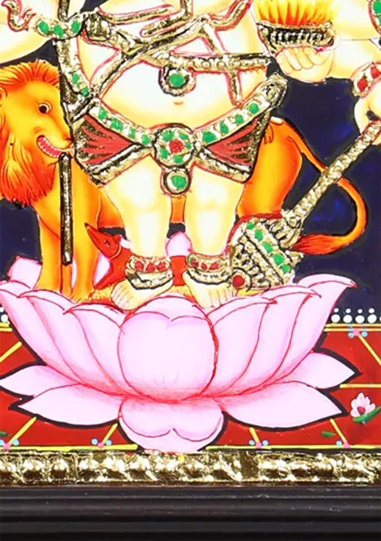 Divine Drishti Ganesha Tanjore Painting 24K Gold Work Wall Decor