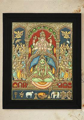 Lord Hanuman Shiva Avatar In 24K Gold Tanjore Painting