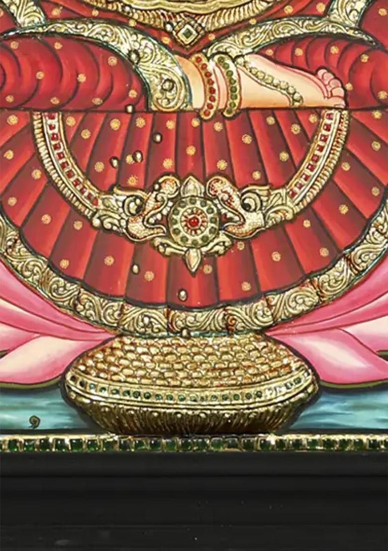 Graceful Goddess Gajalakshmi 24K Gold Tanjore Painting