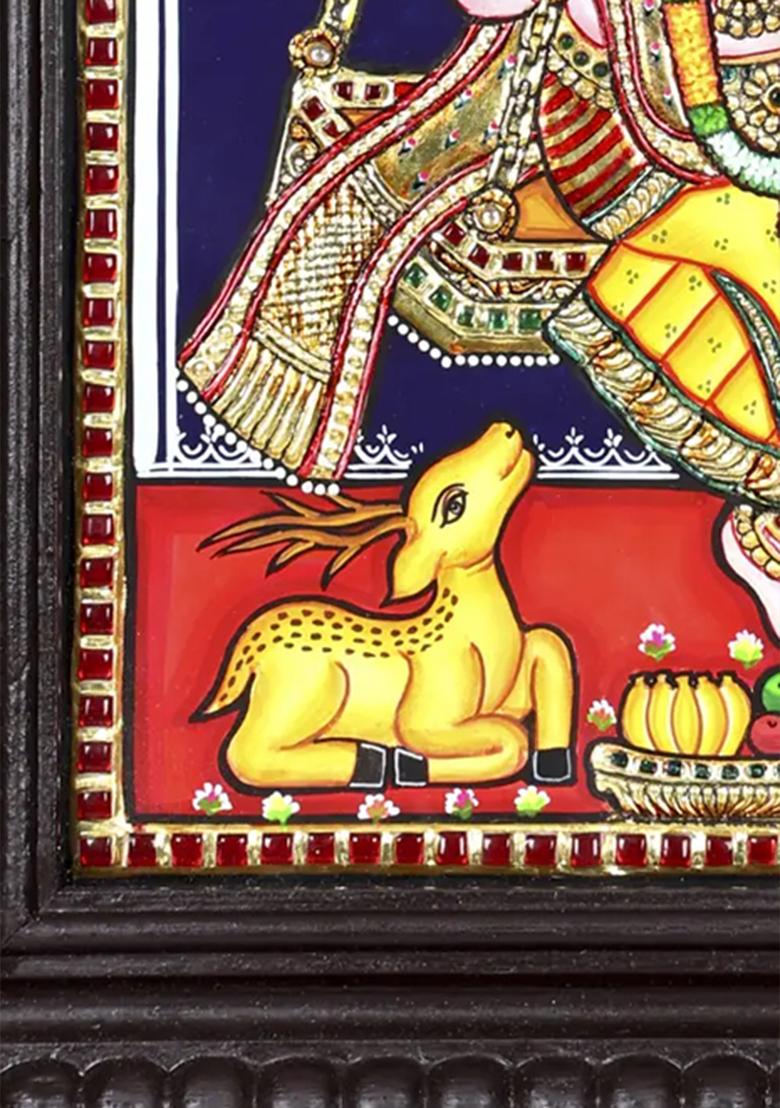 Eternal Love Of Radha Krishna On Swing 24K Gold Tanjore Painting