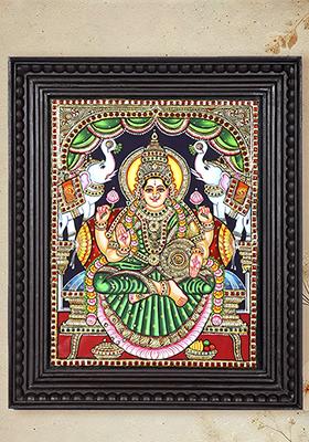 Goddess Gajalakshmi 24K Gold Tanjore Painting