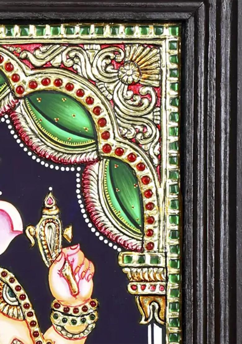 Dancing Lord Ganesha 24K Gold Tanjore Painting