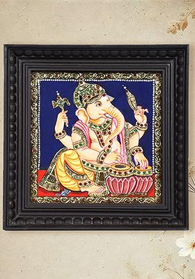 Musical Ganesha Tanjore Painting 24 Karat Gold Work