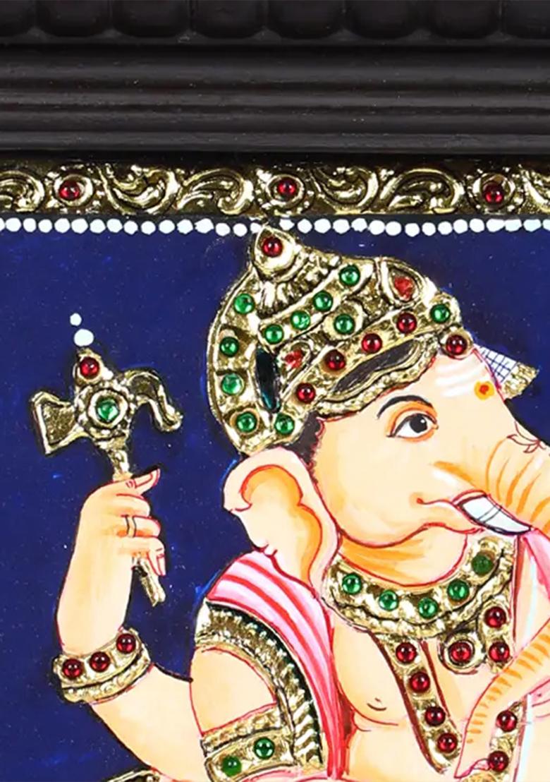 Musical Ganesha Tanjore Painting 24 Karat Gold Work