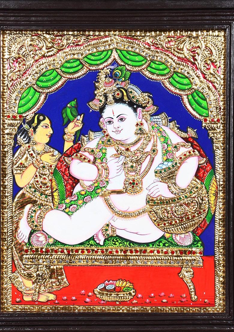 Makhanchor Krishna Tanjore Painting 24 Karat Gold Work