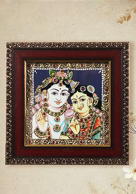 Radha Krishna Tanjore Painting 24 Karat Gold Work Art