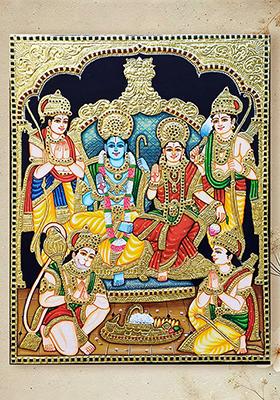 Ram Darbar Tanjore Painting Vibrant Gold Work