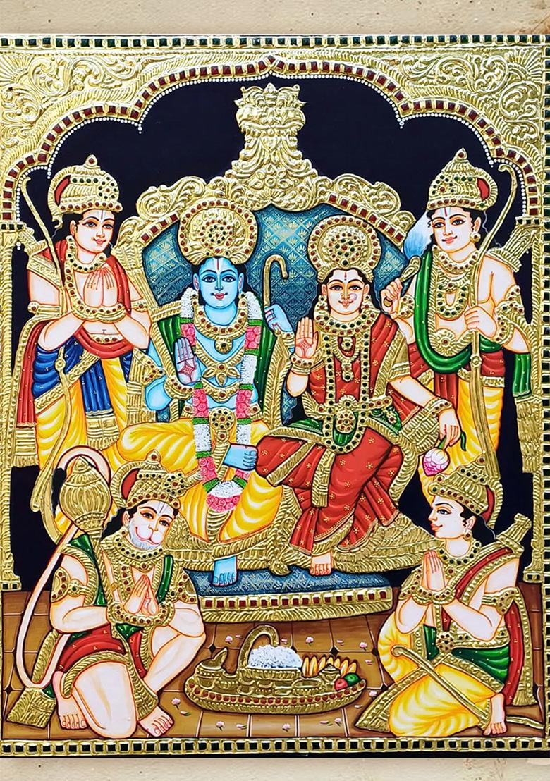 Ram Darbar Tanjore Painting Vibrant Gold Work